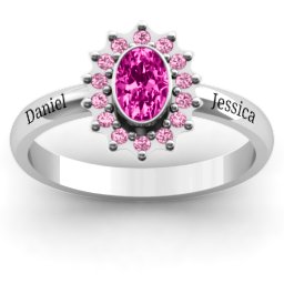 Starburst Ring in 925 Sterling Silver with Pink Tourmaline and Fancy Pink Premium Zirconia