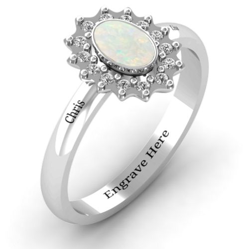 Starburst Ring – Sterling Silver with Opal and White Premium Zirconia