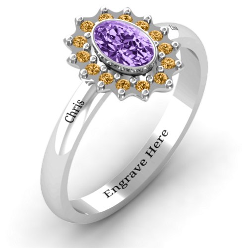 Starburst Ring – Sterling Silver with Amethyst and Fancy Yellow Premium Zirconia