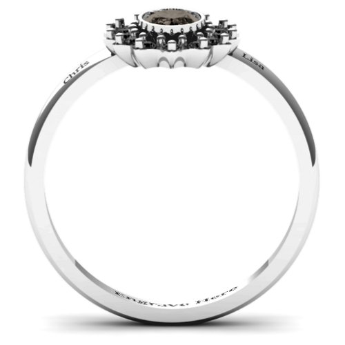 Starburst Ring – Sterling Silver with Smokey Quartz and Black Premium Zirconia