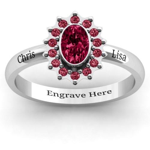 Starburst Ring – Sterling Silver with Ruby and Red Premium Zirconia