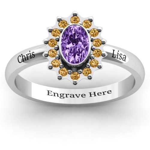 Starburst Ring – Sterling Silver with Amethyst and Fancy Yellow Premium Zirconia