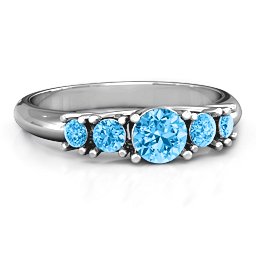 5-Stone Graduated Ring in 925 Sterling Silver with Blue Topaz