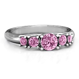 5-Stone Graduated Ring in 925 Sterling Silver with Pink Sapphire