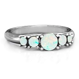 5-Stone Graduated Ring in 925 Sterling Silver with Opal