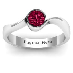 Fancy Solitaire Swirl Ring in 925 Sterling Silver with Ruby