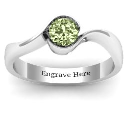 Fancy Solitaire Swirl Ring in 925 Sterling Silver with Peridot