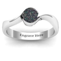 Fancy Solitaire Swirl Ring in 925 Sterling Silver with Alexandrite