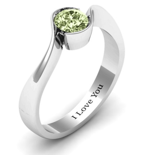 Fancy Solitaire Swirl Ring – Sterling Silver with Peridot