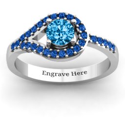 Asymmetrical Wrap Knot Ring in 925 Sterling Silver with Blue Topaz and Fancy Blue Premium Zirconia