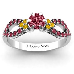 Fancy Split Shank Solitaire Accent Ring