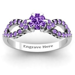 Fancy Split Shank Solitaire Accent Ring