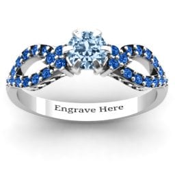 Fancy Split Shank Solitaire Accent Ring