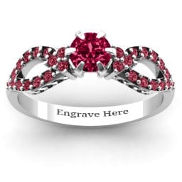 Fancy Split Shank Solitaire Accent Ring