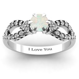 Fancy Split Shank Solitaire Accent Ring