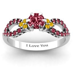 Fancy Split Shank Solitaire Accent Ring