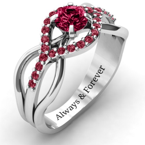 Fancy Woven Ring – Sterling Silver with Ruby and Red Premium Zirconia