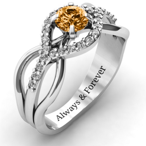 Fancy Woven Ring – Sterling Silver with Citrine and White Premium Zirconia
