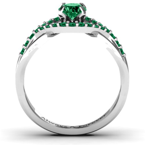 Fancy Woven Ring – Sterling Silver with Emerald and Green Premium Zirconia