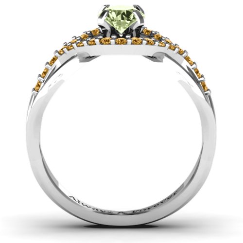 Fancy Woven Ring – Sterling Silver with Peridot and Fancy Yellow Premium Zirconia