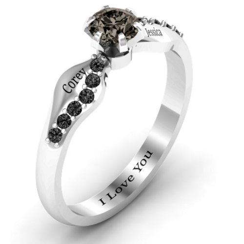 Dimpled Solitaire with Accents Ring