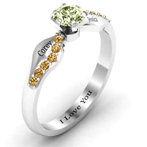 Dimpled Solitaire with Accents Ring