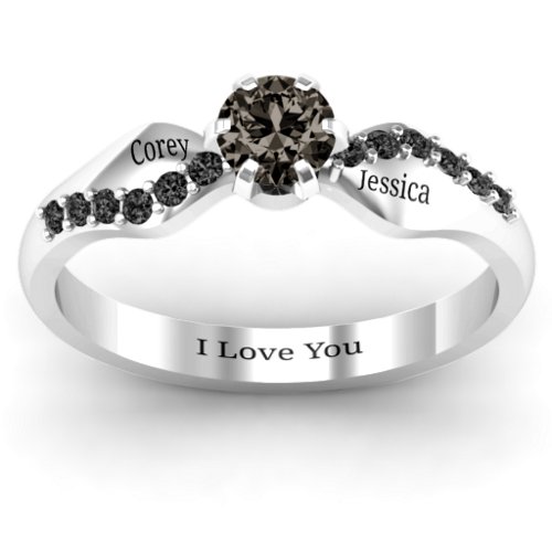 Dimpled Solitaire with Accents Ring