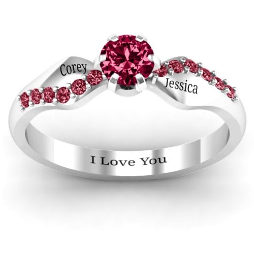 Dimpled Solitaire with Accents Ring