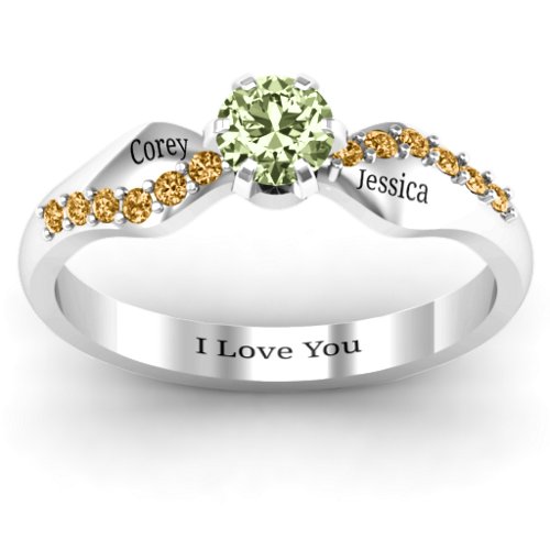 Dimpled Solitaire with Accents Ring