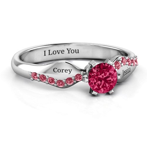 Dimpled Solitaire with Accents Ring