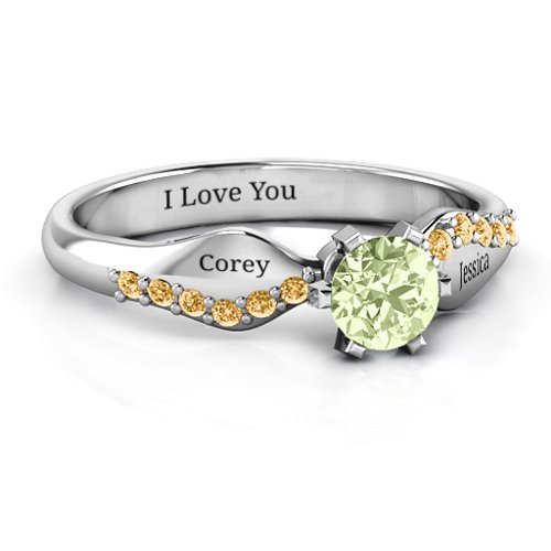 Dimpled Solitaire with Accents Ring
