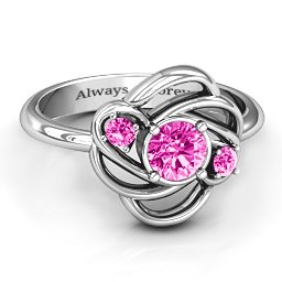 Multi Stone Love Knot Ring in 925 Sterling Silver with Pink Tourmaline