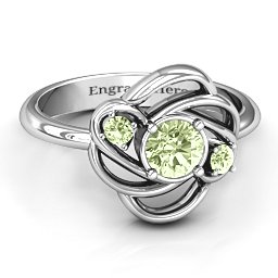 Multi Stone Love Knot Ring in 925 Sterling Silver with Peridot
