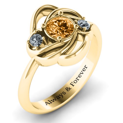 Multi Stone Love Knot Ring – 9kt Yellow Gold with Citrine and Cubic Zirconia
