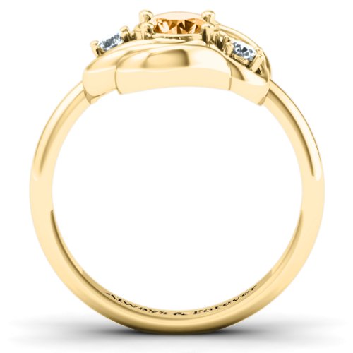 Multi Stone Love Knot Ring – 9kt Yellow Gold with Citrine and Cubic Zirconia