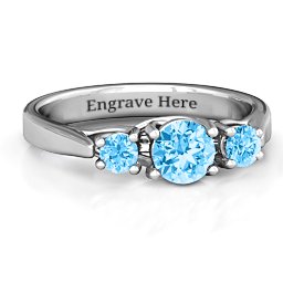 3-Stone Graduated Ring in 925 Sterling Silver with Blue Topaz