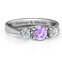 3-Stone Graduated Ring – Sterling Silver with Amethyst and Cubic Zirconia