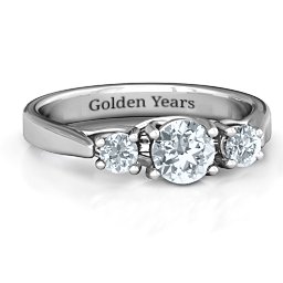 3-Stone Graduated Ring in 925 Sterling Silver with Cubic Zirconia