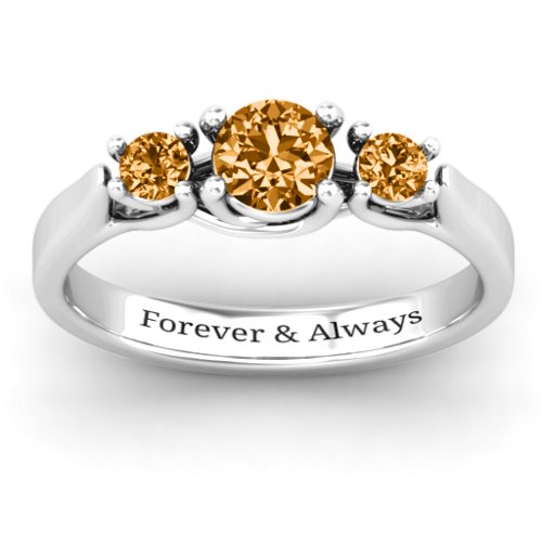 3-Stone Graduated Ring – Sterling Silver with Citrine