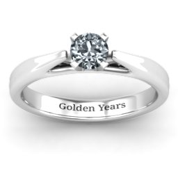 Ski Tip Solitaire Ring in 925 Sterling Silver with Cubic Zirconia
