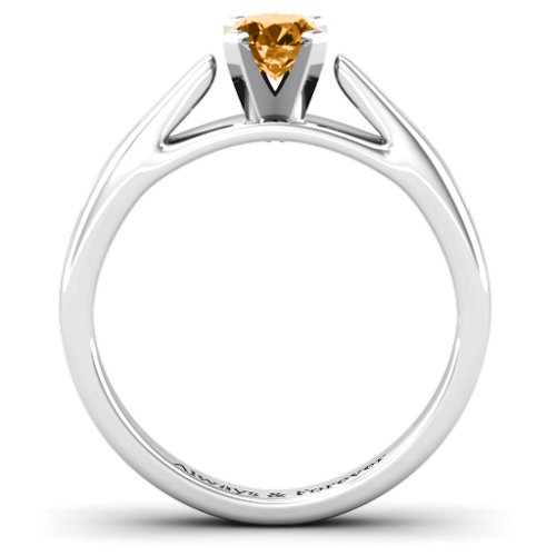 Ski Tip Solitaire Ring – Sterling Silver with Citrine