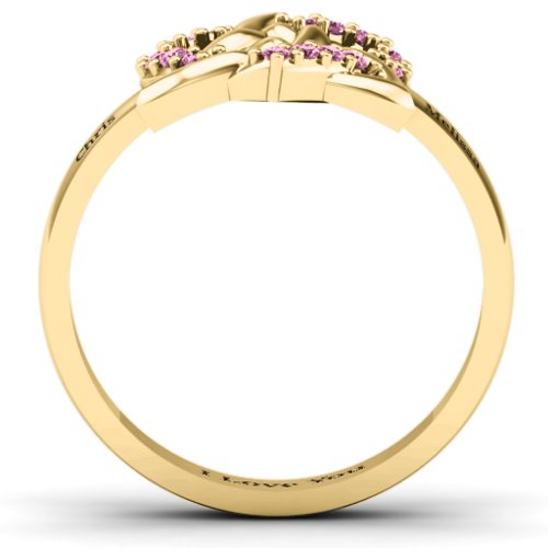Celtic Heart Ring – 9kt Yellow Gold with Fancy Pink Premium Zirconia